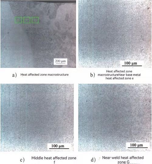 Microstructure morphology of different regions in heat affected zone